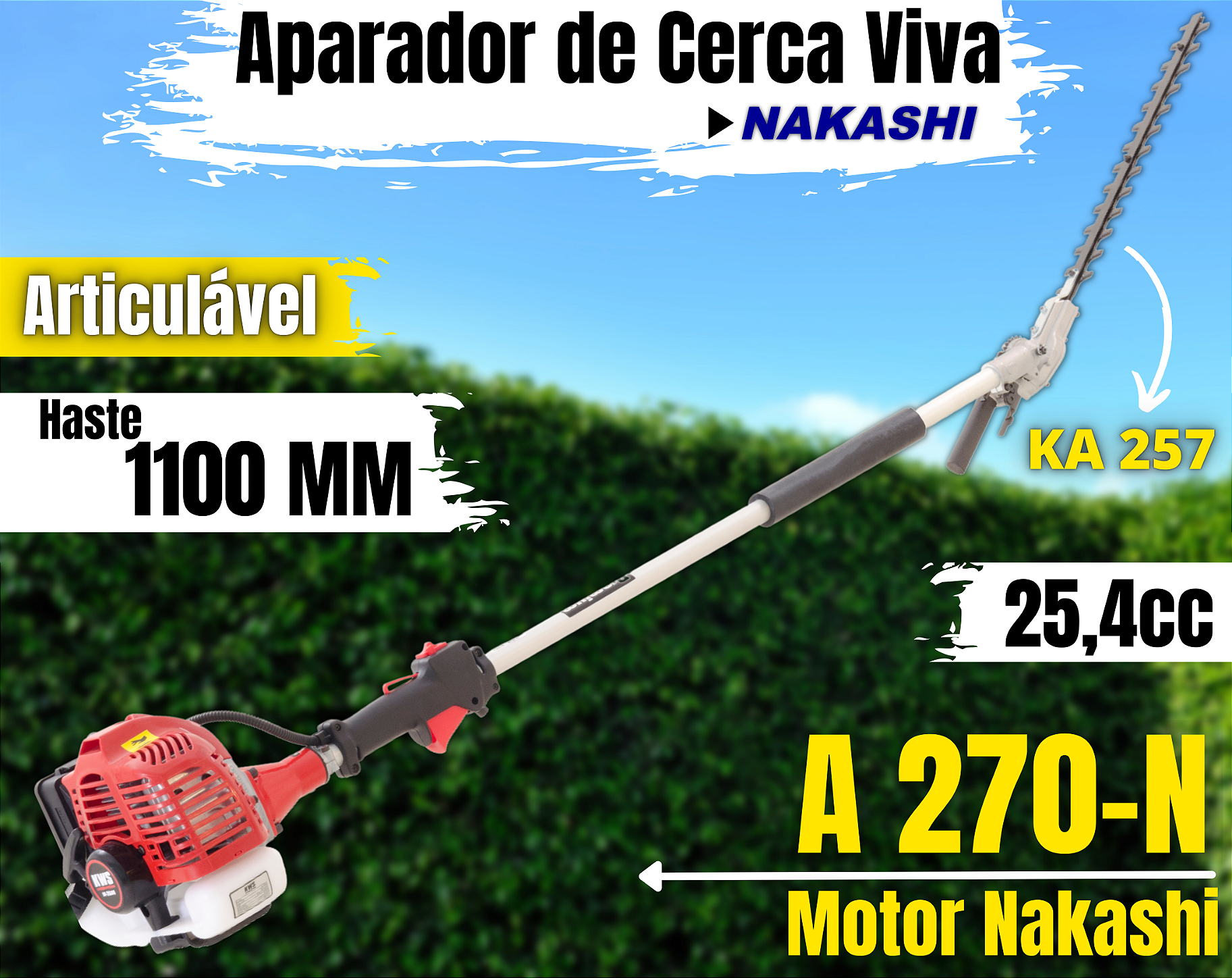 ひさひさ Esqueletadeira / Aparador de Cerca Viva Nakashi A270N A Gasolina